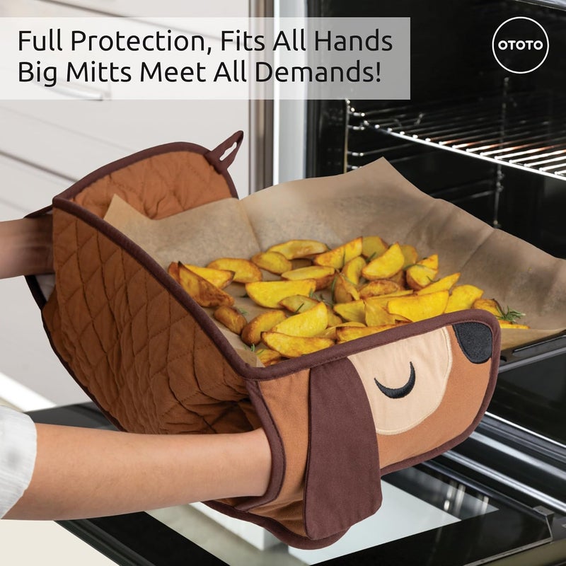 OTOTO Hot-Dog Double Oven Mitts Cute Funny - Gifts for Dog Lovers, Dachshund Themed Gifts, Heat Resistant, Kitchen Gadgets (Brown) - Image 4